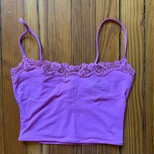 Skims Lace Trim Pink Sleep tank